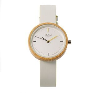 MAM White Leather Dress  Watch